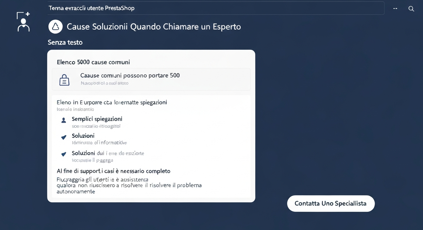 Errore 500 PrestaShop: Cause, Soluzioni e Quando Chiamare un Esperto