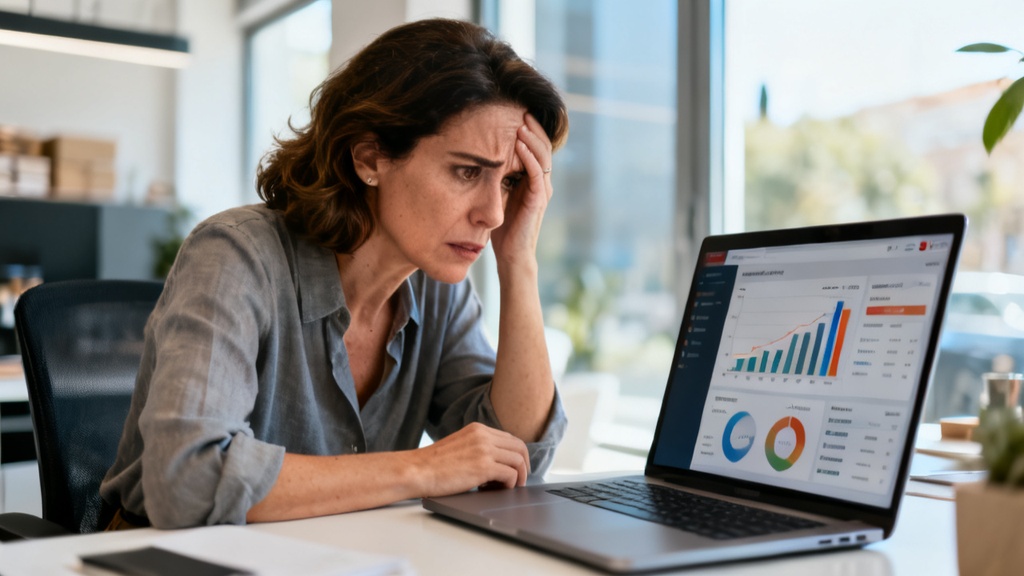 Titolare di e-commerce che controlla i margini del proprio negozio sul portatile